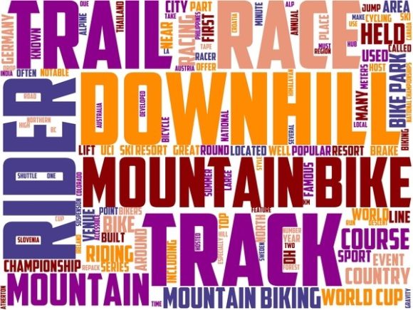 Downhill Mountain Biking Wordart Print